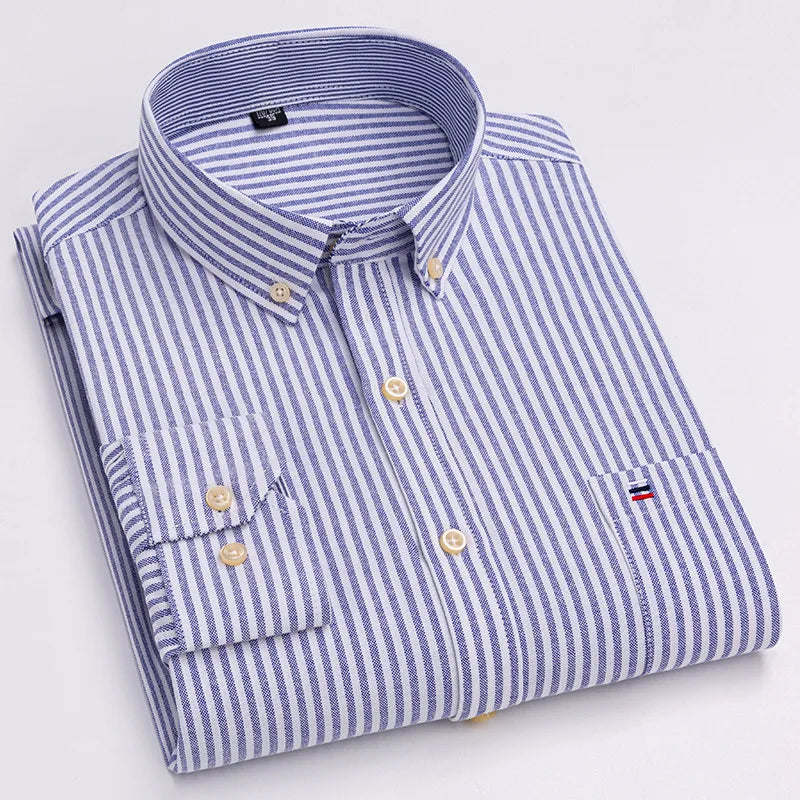 7XL Big Tall Hot Sale Oxford 100% Cotton Men's Shirt Long Sleeve Plus Size Business Casual Durable Work Shirt Men Long Sleeve