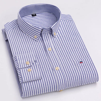 7XL Big Tall Hot Sale Oxford 100% Cotton Men's Shirt Long Sleeve Plus Size Business Casual Durable Work Shirt Men Long Sleeve